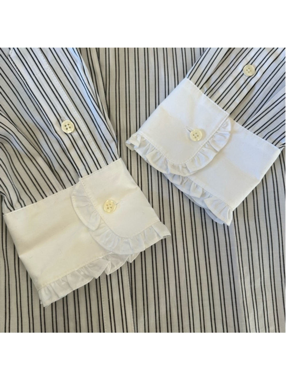 Kate Spade Embroidered Stripe Ruffle Top Size Large Botanical Ruffle Collar - Picture 6 of 11